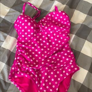 Pink Polka dot one piece swimsuit